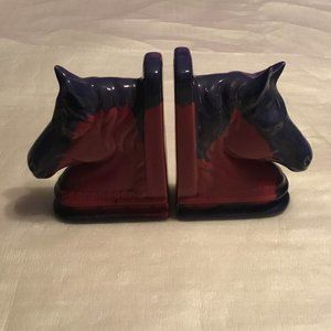 Gorgeous set of vintage hand painted ceramic horse head bookends